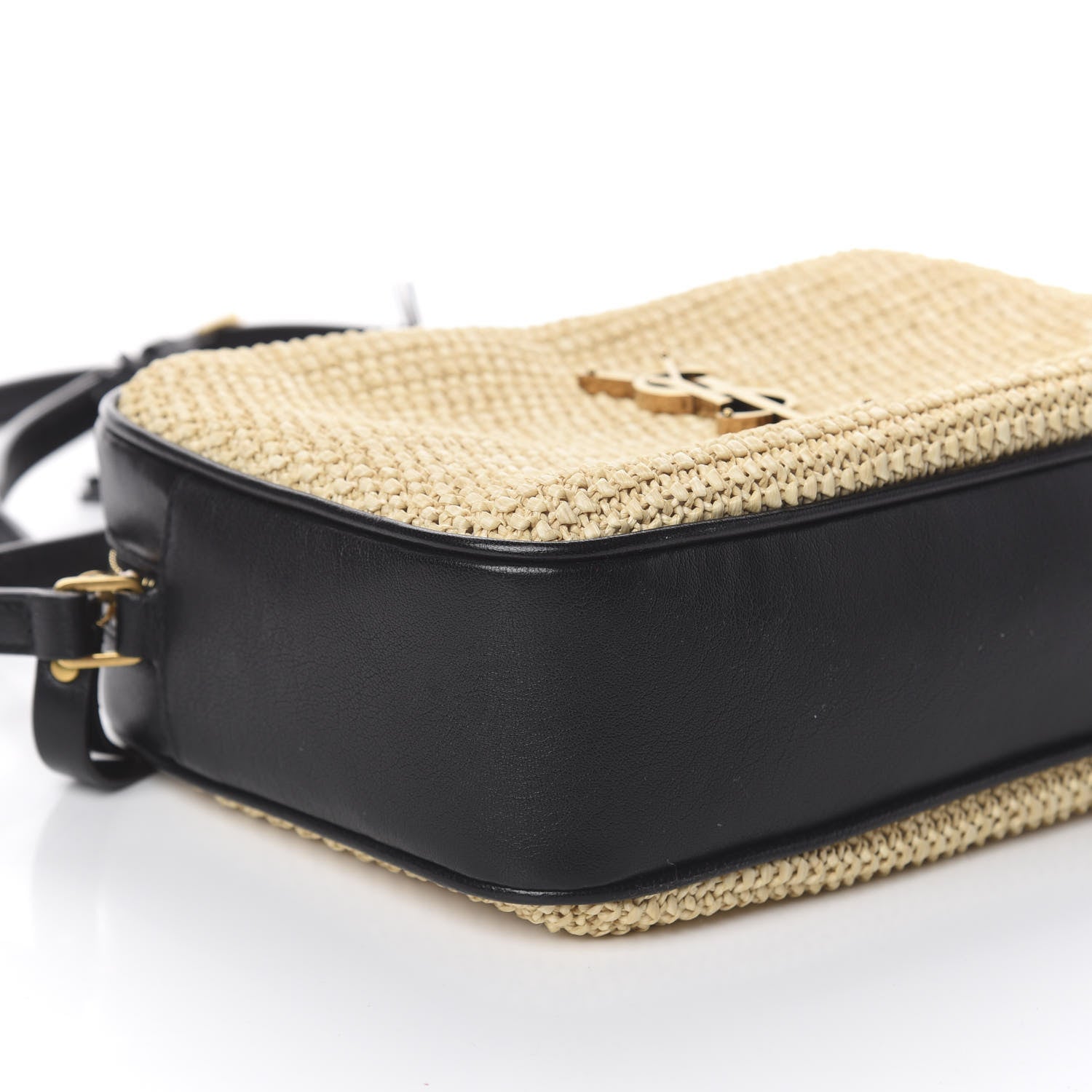 Saint Laurent Raffia Canvas Monogram Lou Camera Bag Beige Black 7 of 8
