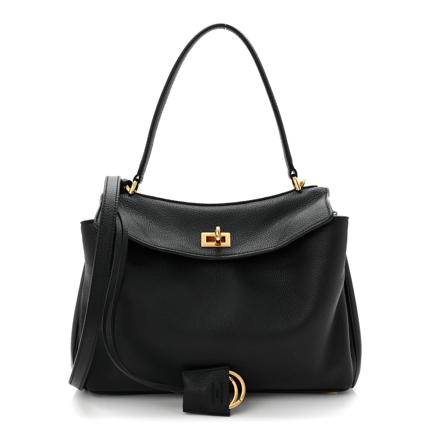 Grained Calfskin Small Rodeo Top Handle Handbag Black