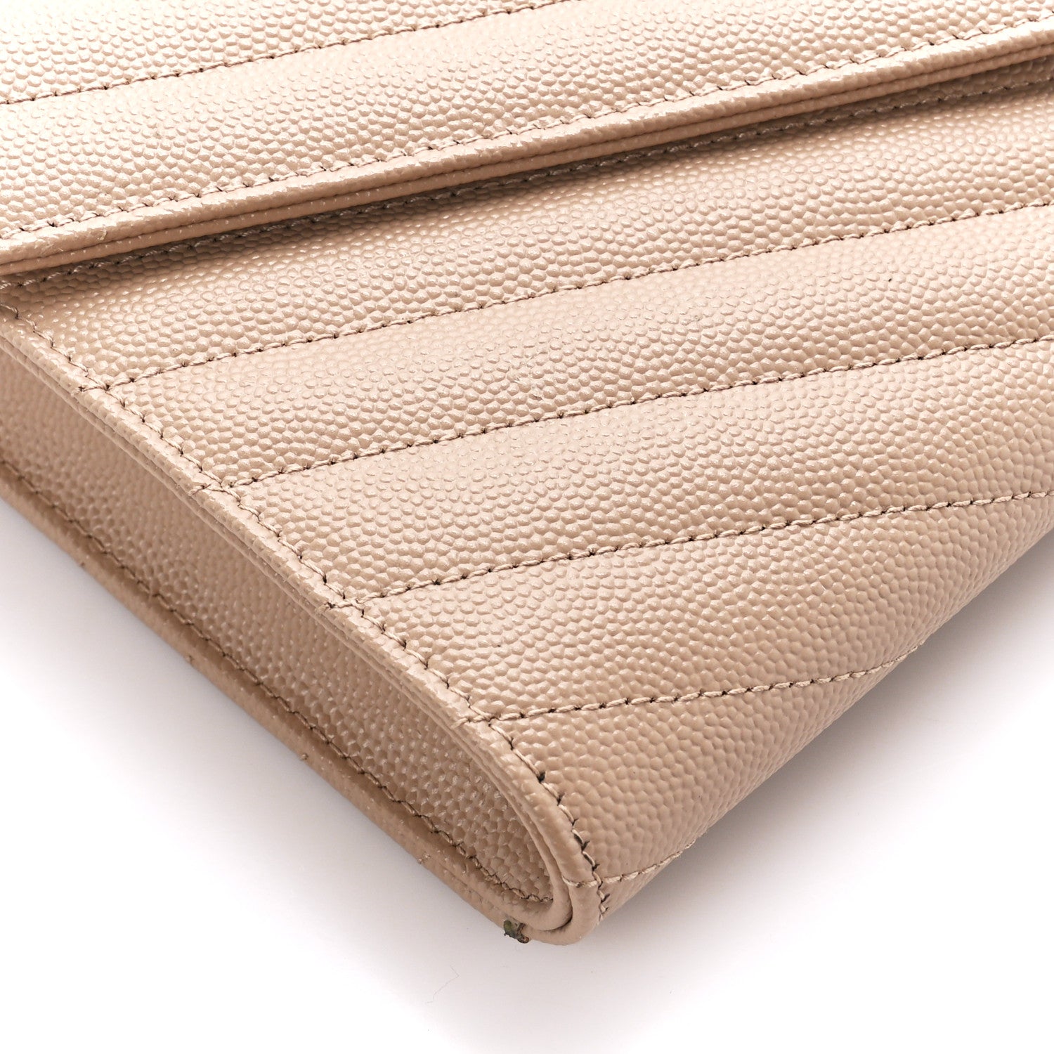 Saint Laurent Grain De Poudre Matelasse Chevron Monogram Envelope Clutch Dark Beige 9 of 11