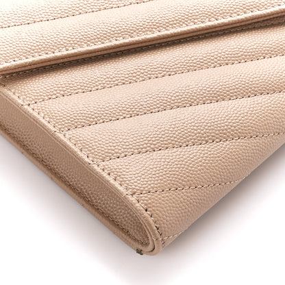 Saint Laurent Grain De Poudre Matelasse Chevron Monogram Envelope Clutch Dark Beige 9 of 11