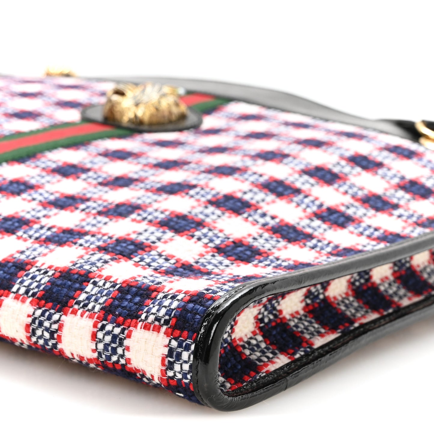Tweed Check Large Rajah Chain Tote Black Red