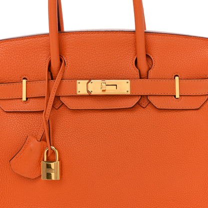 Hermes Taurillon Clemence Birkin 30 Orange 8 of 14