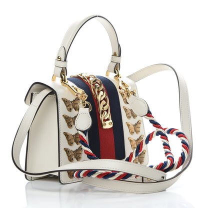 Gucci Calfskin Animal Studs Mini Sylvie Top Handle Bag White 3 of 12