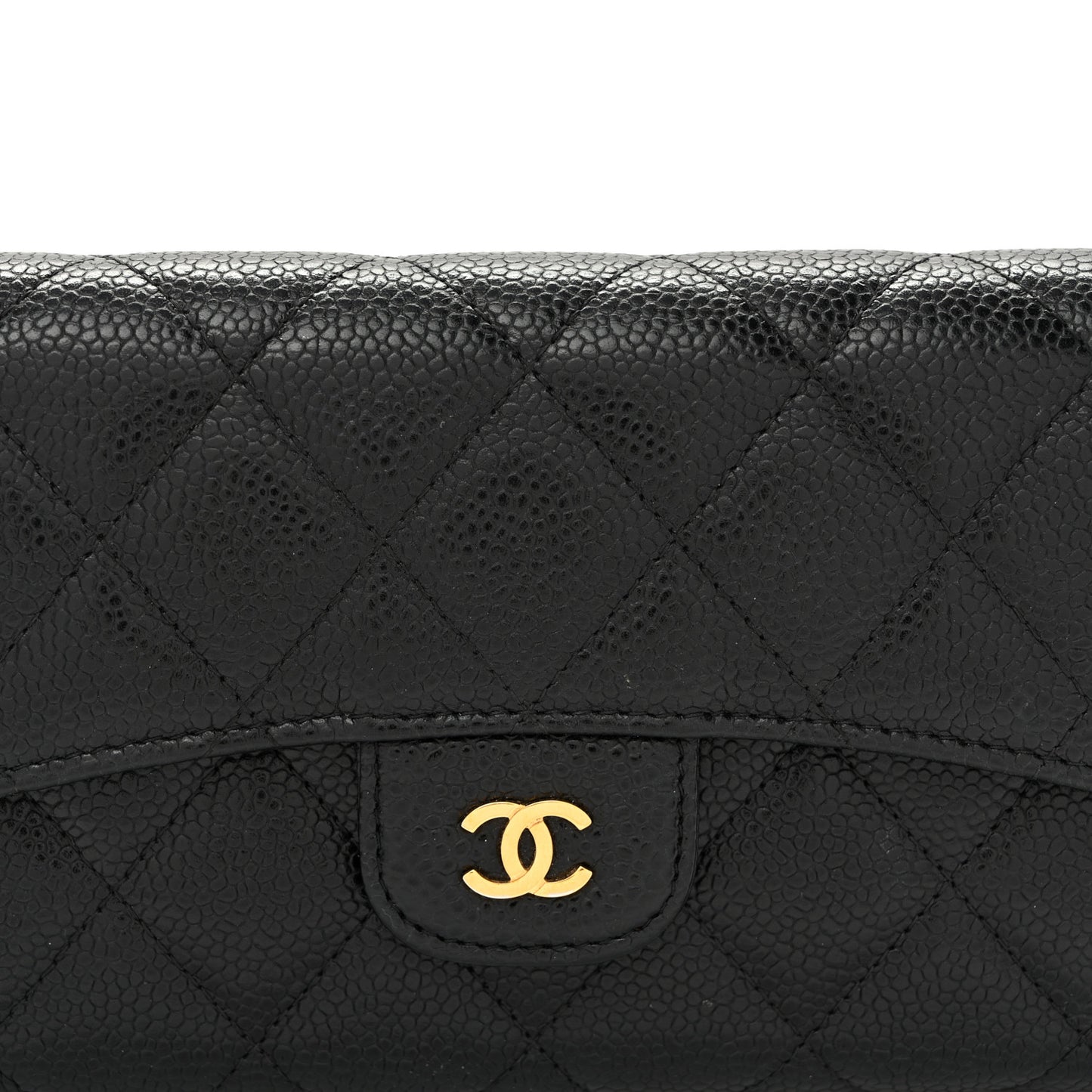 Caviar Quilted Large Flap Wallet Black