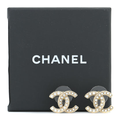 Chanel Pearl Crystal CC Earrings Gold 5 of 5