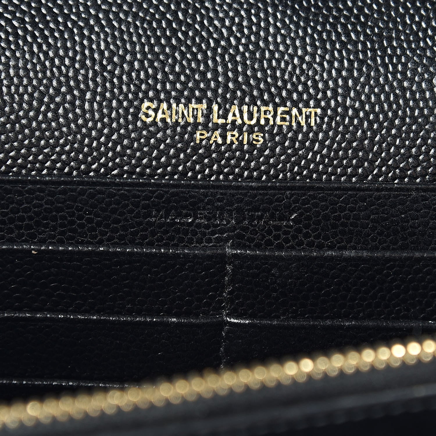 Saint Laurent Grain De Poudre Matelasse Chevron Monogram Chain Wallet Black 6 of 12