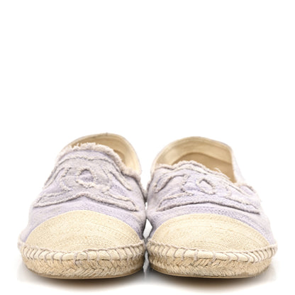 Chanel Toile CC Cap Toe Espadrilles 38 Ecru Purple 3 of 9
