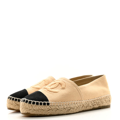 Chanel Denim CC Espadrilles 35 Beige Black 3 of 9
