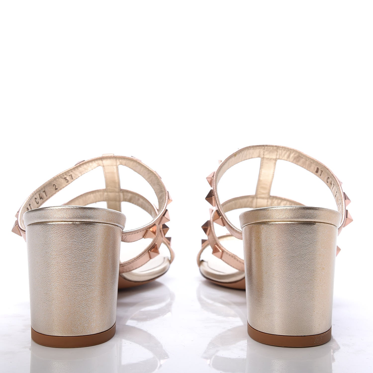 Valentino Garavani Metallic Nappa Rockstud 60mm Caged Slide Sandals 37 Rame Sahara 6 of 10