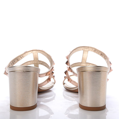 Valentino Garavani Metallic Nappa Rockstud 60mm Caged Slide Sandals 37 Rame Sahara 6 of 10