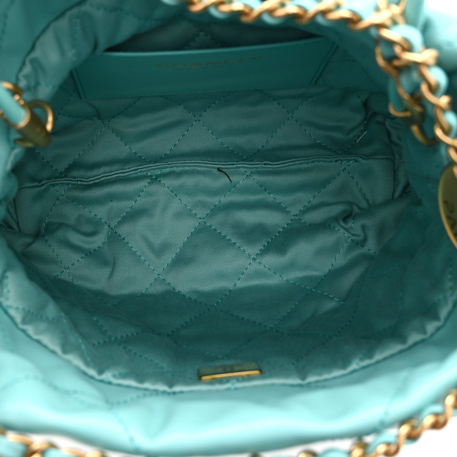 Chanel Shiny Calfskin Quilted Mini Chanel 22 Turquoise 5 of 10