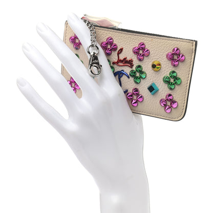 Christian Louboutin Calfskin Panettone Studded Zip Card Holder Ballerina Multicolor 2 of 9