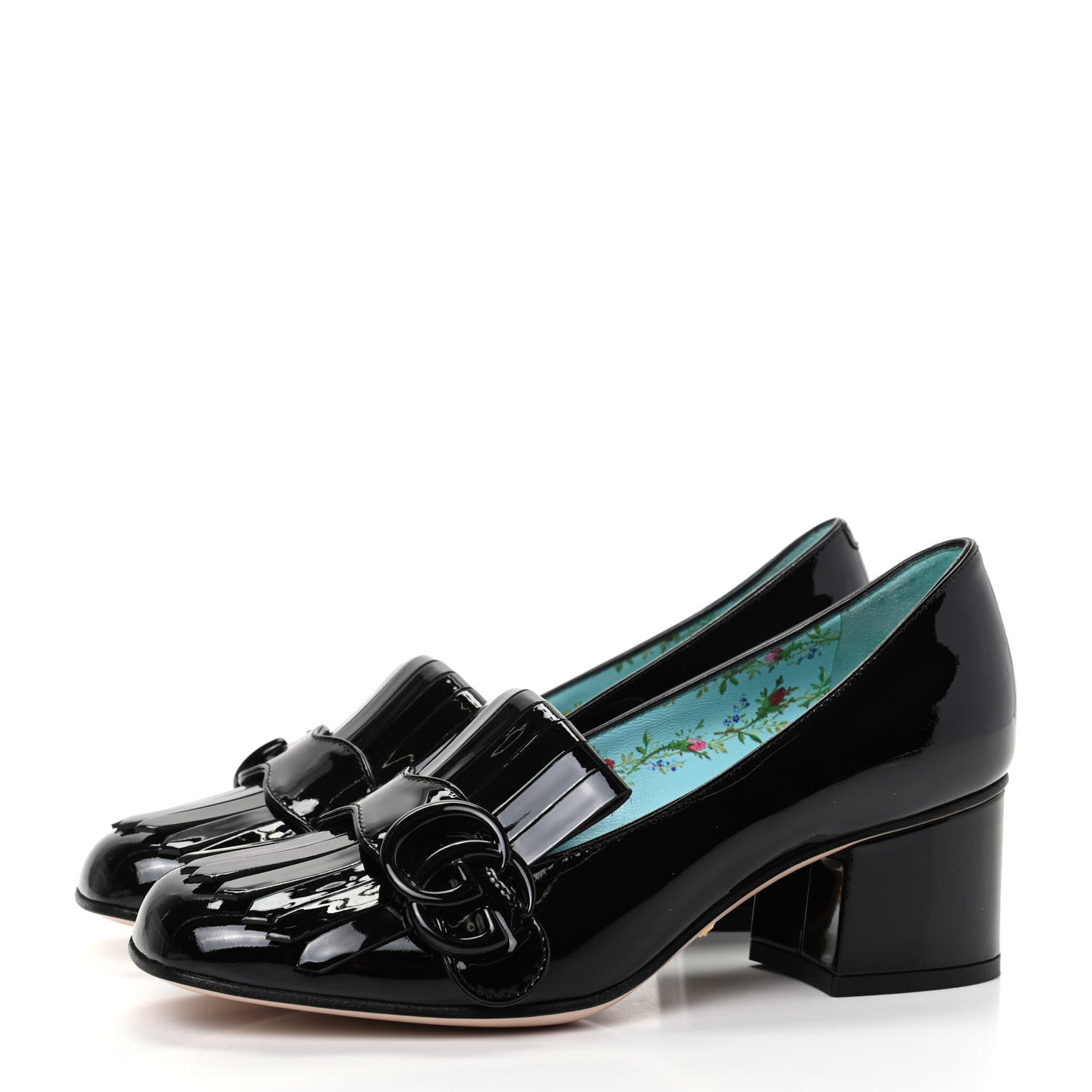 Gucci Vernice GG Marmont Fringe 50mm Loafer Pumps 35 Black 3 of 11
