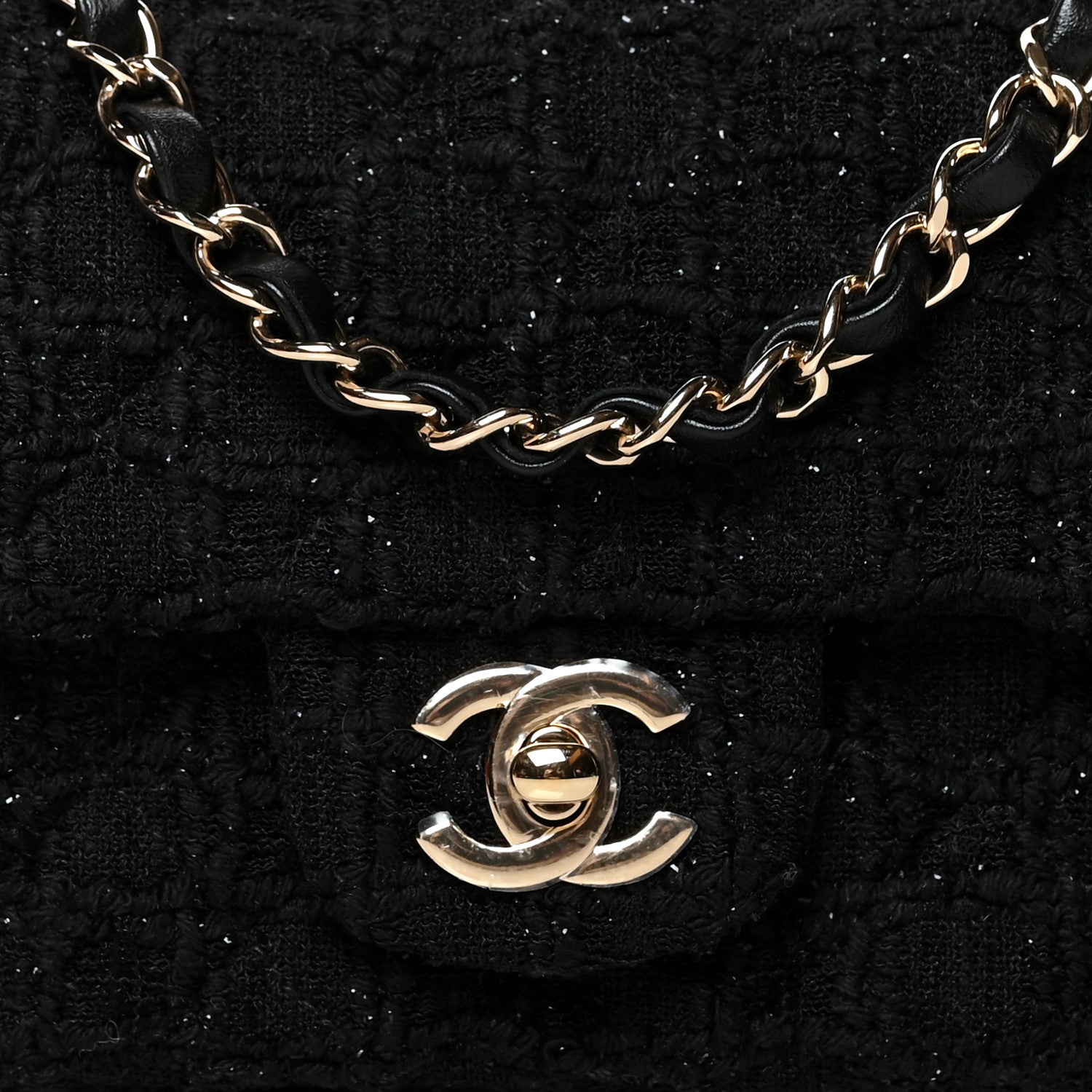 Chanel Tweed Quilted Mini Rectangular Flap Black 8 of 10