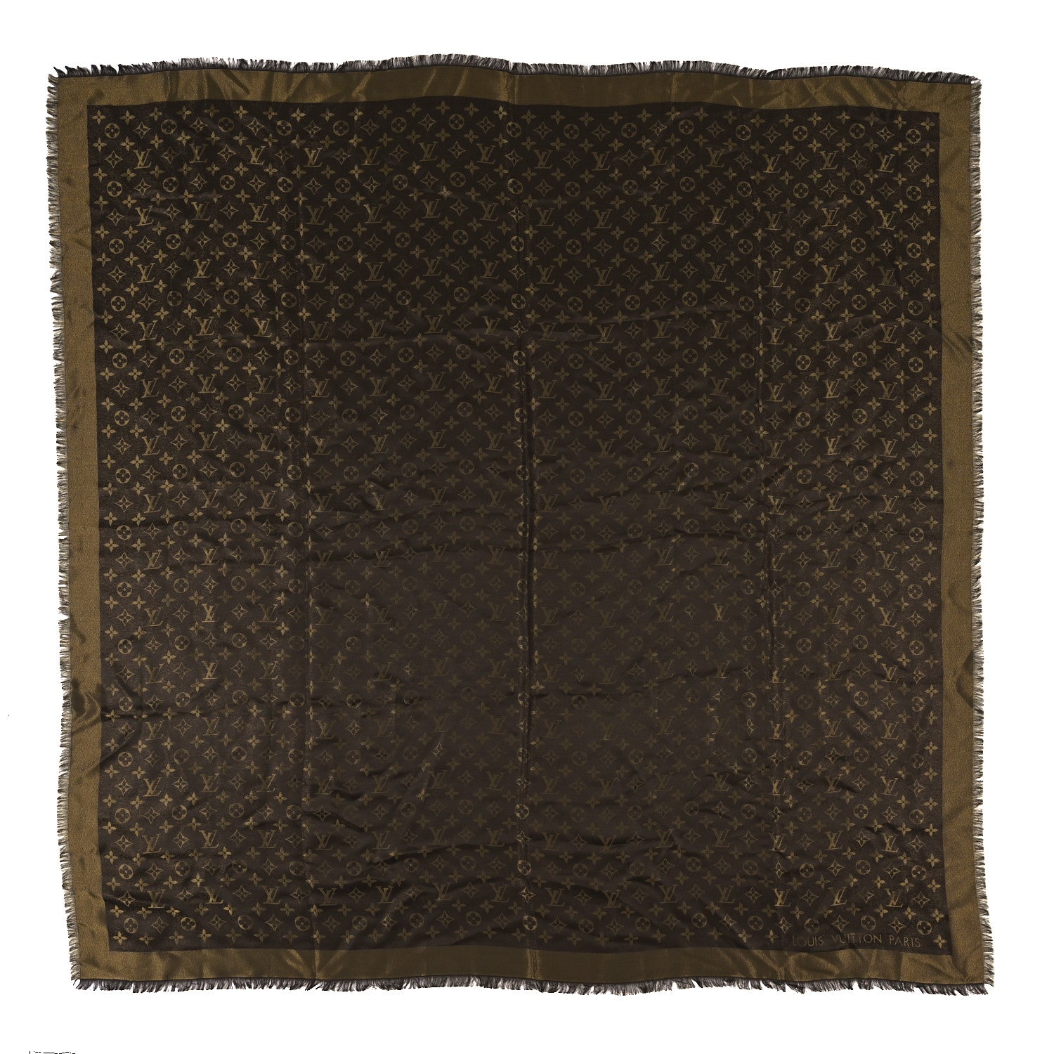 Louis Vuitton Silk Lurex Wool Monogram Shine Shawl Brown 1 of 3