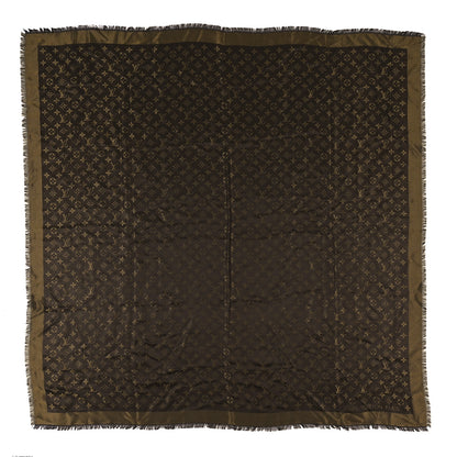 Louis Vuitton Silk Lurex Wool Monogram Shine Shawl Brown 1 of 3