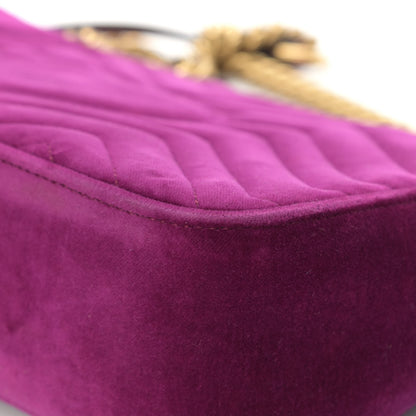 Gucci Velvet Matelasse Small GG Marmont Shoulder Bag Fuchsia Violet Cyclamen 11 of 17
