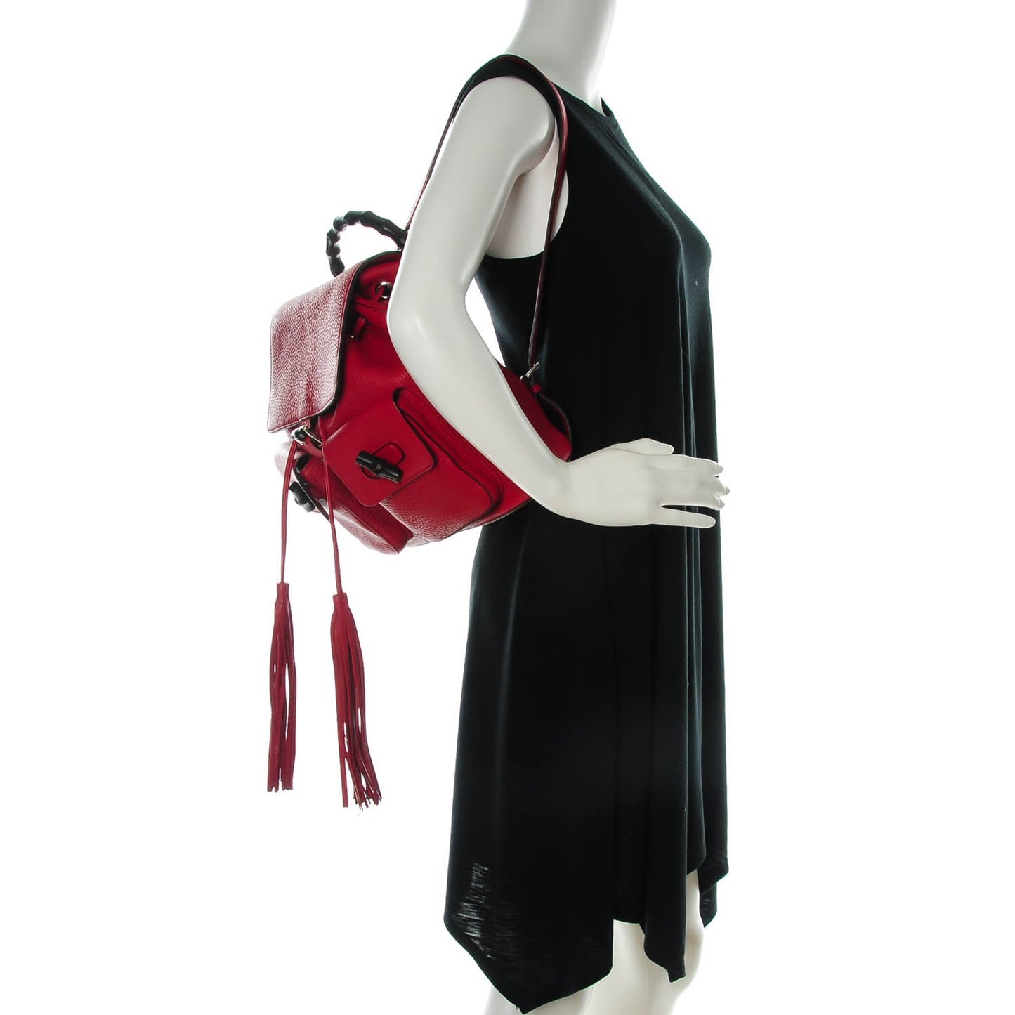 Cellarius Calfskin Medium Bamboo Backpack Hibiscus Red