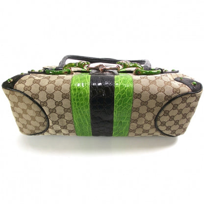 Gucci Crocodile Web Monogram Tom Ford Dragon Tote Dark Brown Green 3 of 8
