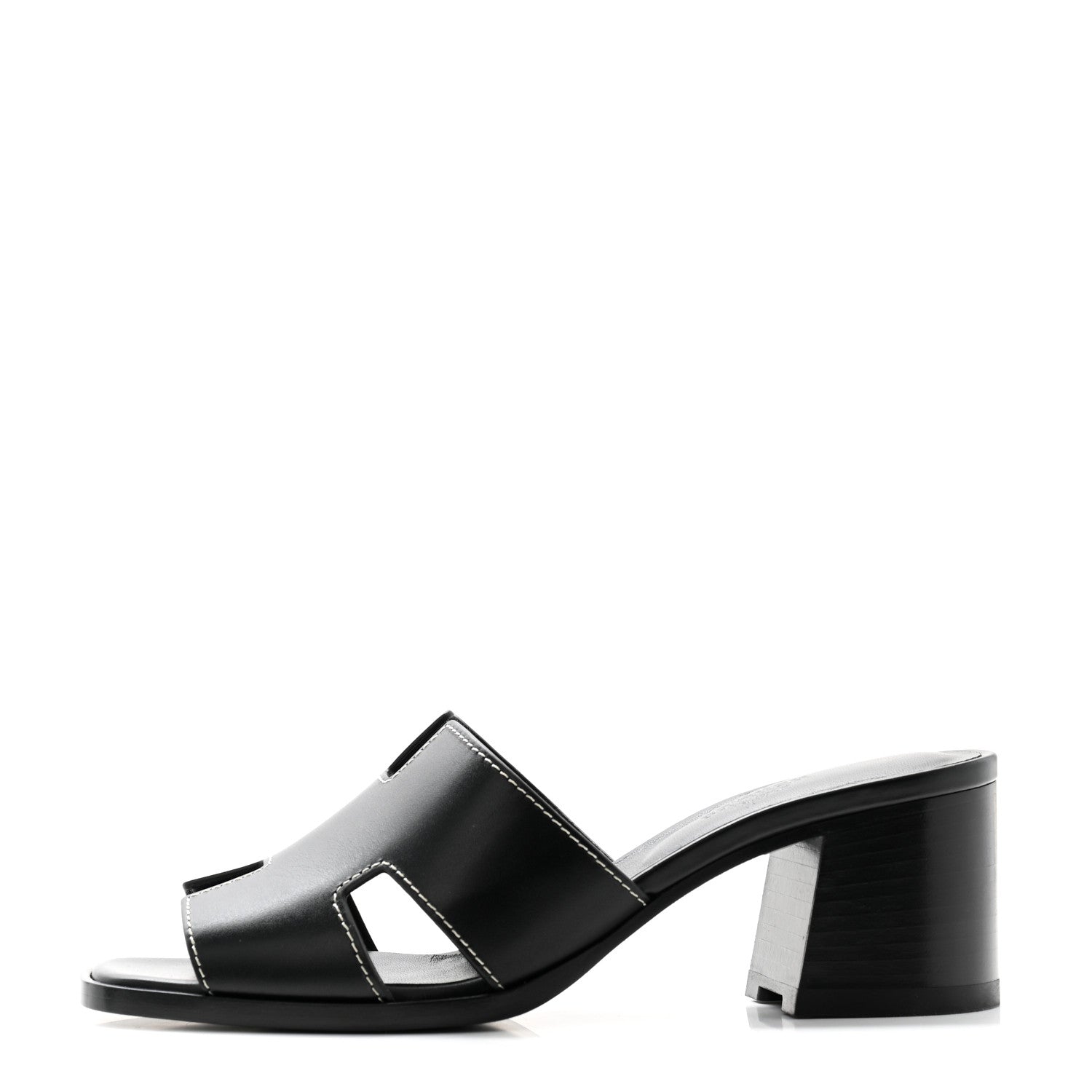Hermes Calfskin Helia Sandals 37 Black 1 of 9