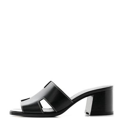 Hermes Calfskin Helia Sandals 37 Black 1 of 9