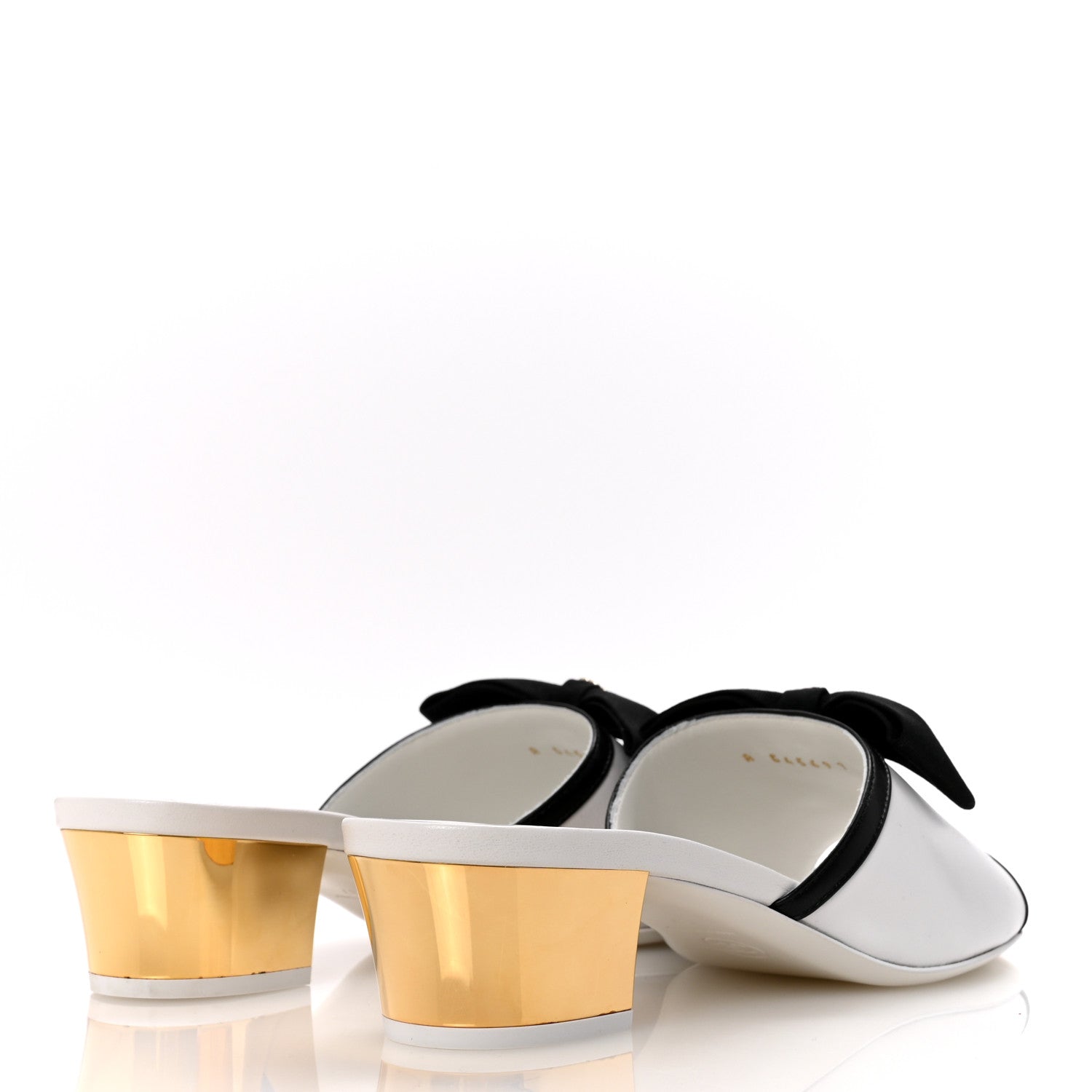 Chanel Lambskin Grosgrain Bow Mules 37 White Black 4 of 10