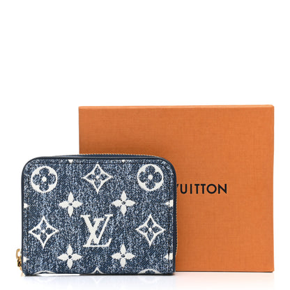 Louis Vuitton Denim Monogram Jacquard Zippy Coin Purse Bleu 6 of 6