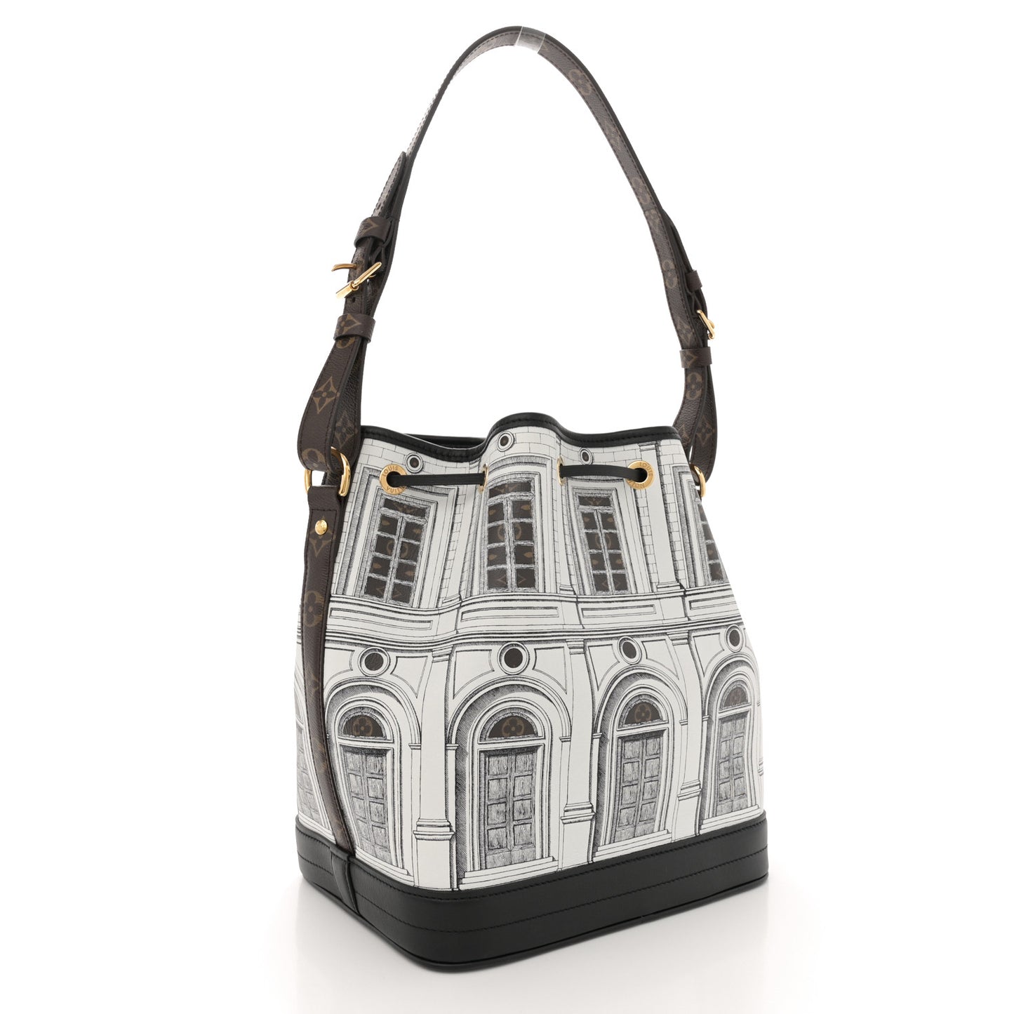 X FORNASETTI Calfskin Architettura Noe MM Black White