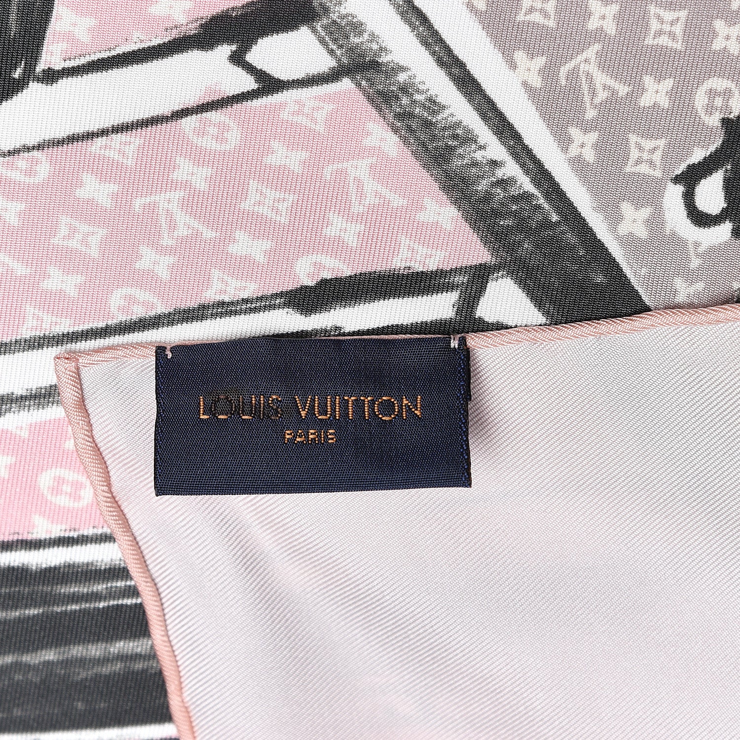 Louis Vuitton Silk Monogram Trunks Square Scarf Rose Poudre 3 of 5