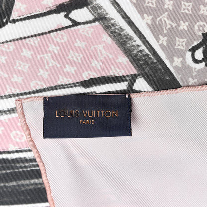 Louis Vuitton Silk Monogram Trunks Square Scarf Rose Poudre 3 of 5