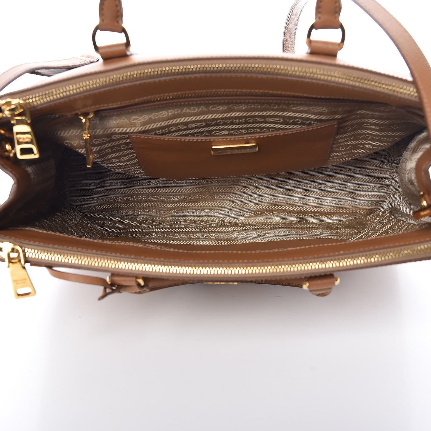 Saffiano Medium Galleria Double Zip Tote Caramel
