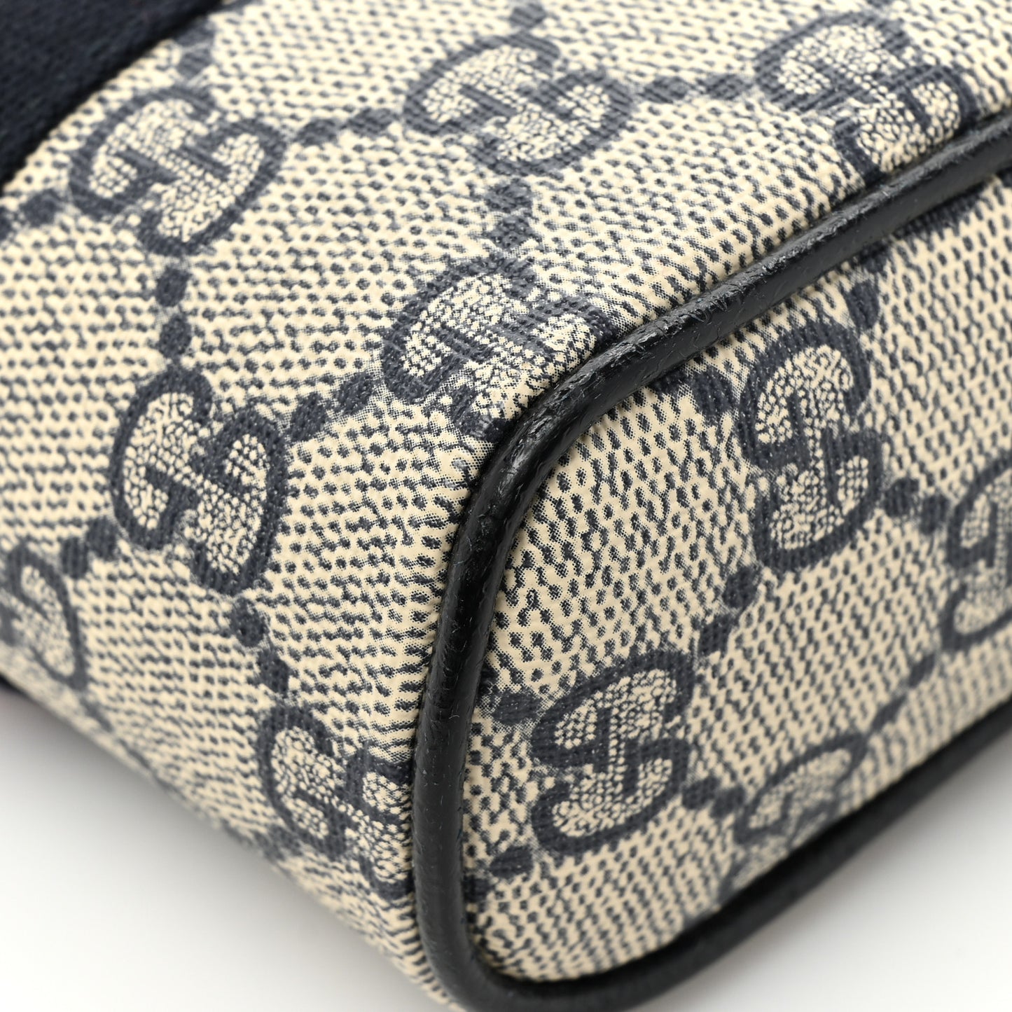 GG Supreme Monogram Textured Calfskin Web Mini Ophidia Messenger Beige Blue