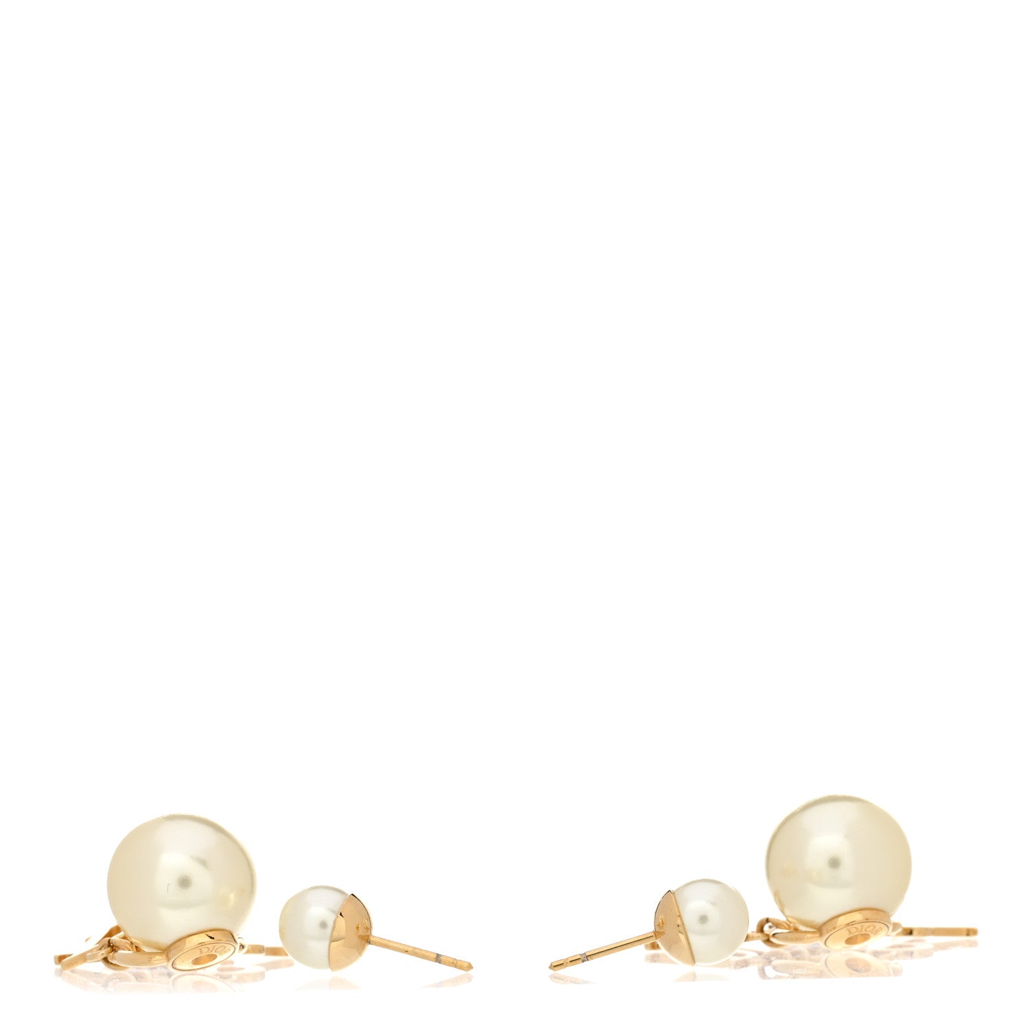 Christian Dior Pearl Crystal Tribal Logo Charms Earrings Gold 3 of 4