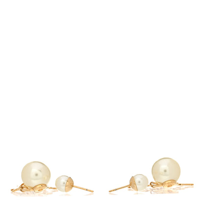 Christian Dior Pearl Crystal Tribal Logo Charms Earrings Gold 3 of 4