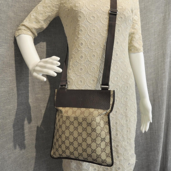 Monogram Flat Messenger Bag Ebony