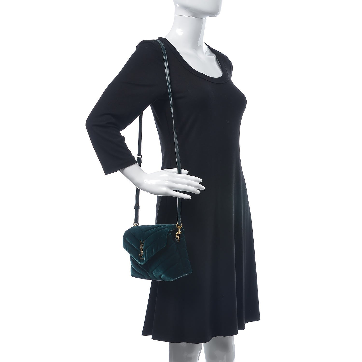 Saint Laurent Velvet Y Quilted Monogram Toy Loulou Chain Satchel Dark Ottanio 2 of 18