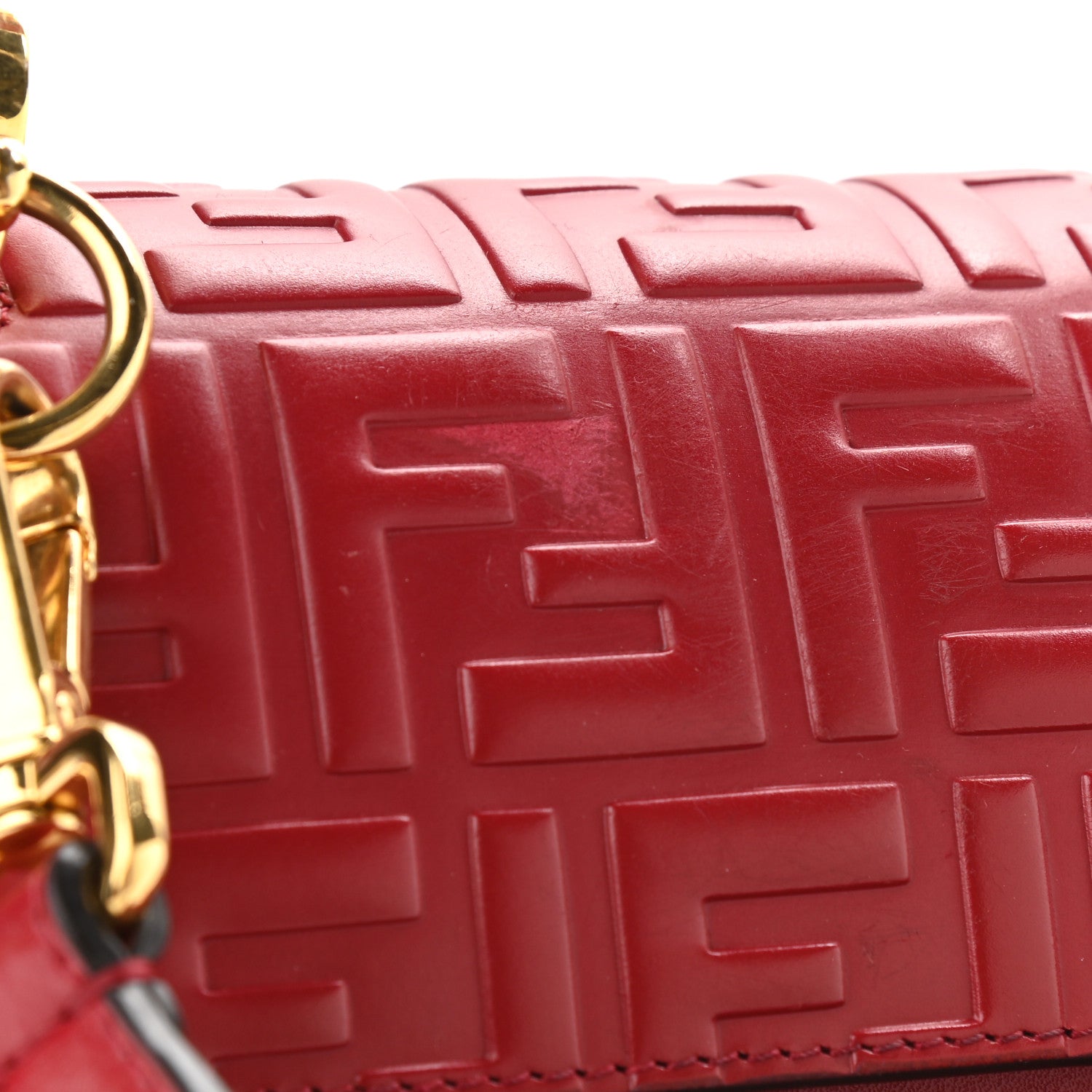 Fendi Vitello Liberty FF 1974 Embossed Kan I Shoulder Bag Fragola 15 of 17