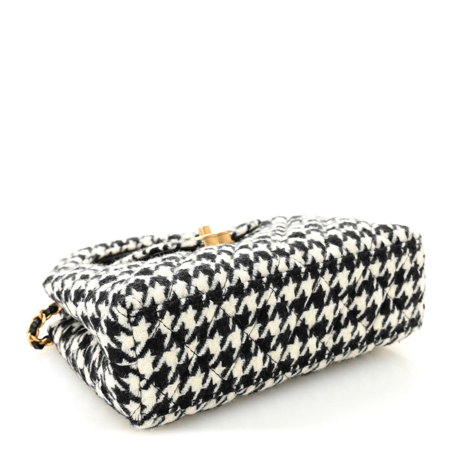 Chanel Tweed Houndstooth Quilted Nano Kelly Shopper Black White 4 of 10
