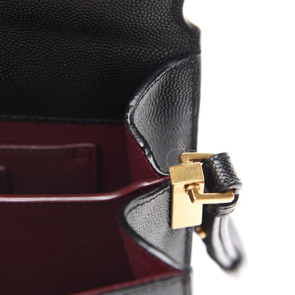 Saint Laurent Grain de Poudre Mini Classic Monogram Cassandra Top Handle Black Rouge Legion 8 of 12