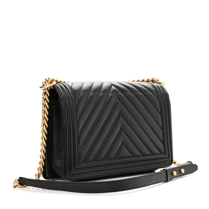 Chanel Lambskin Chevron Quilted Medium Boy Flap Black 3 of 11