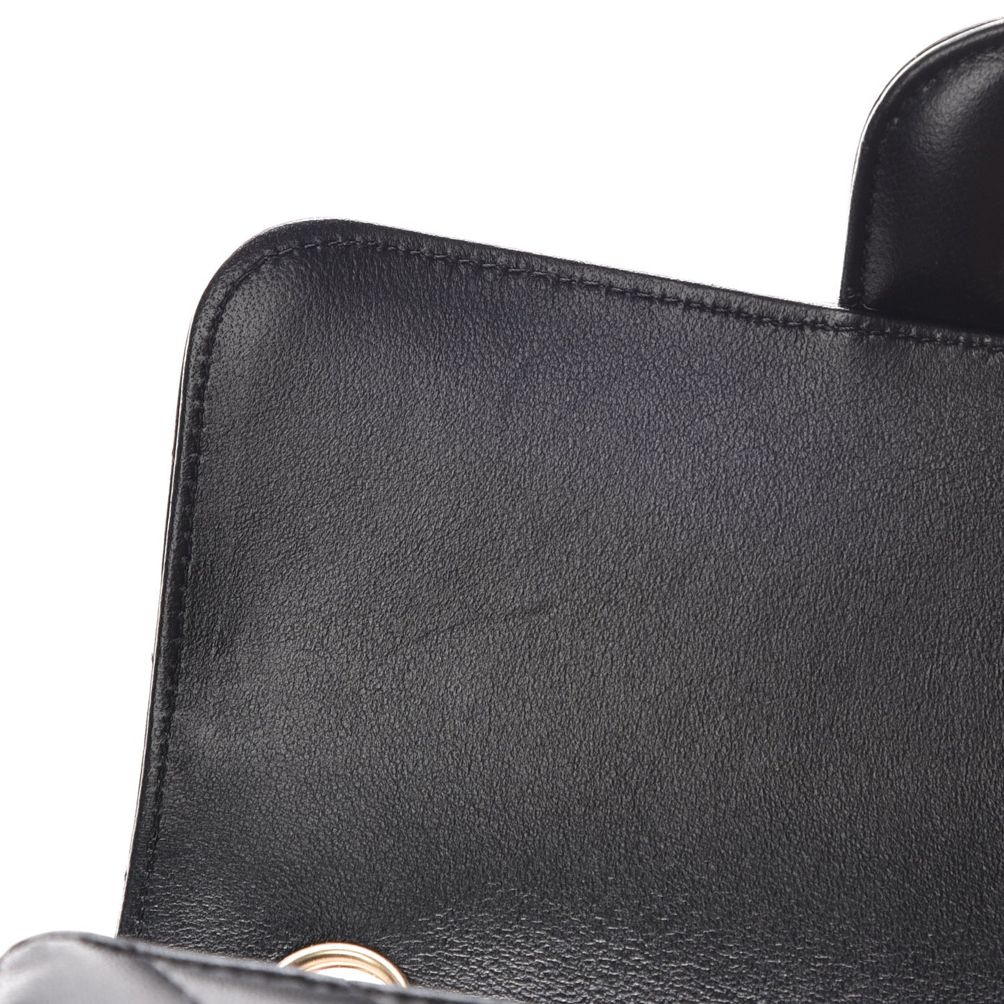 Lambskin Chevron Quilted Mini Rectangular Flap Black