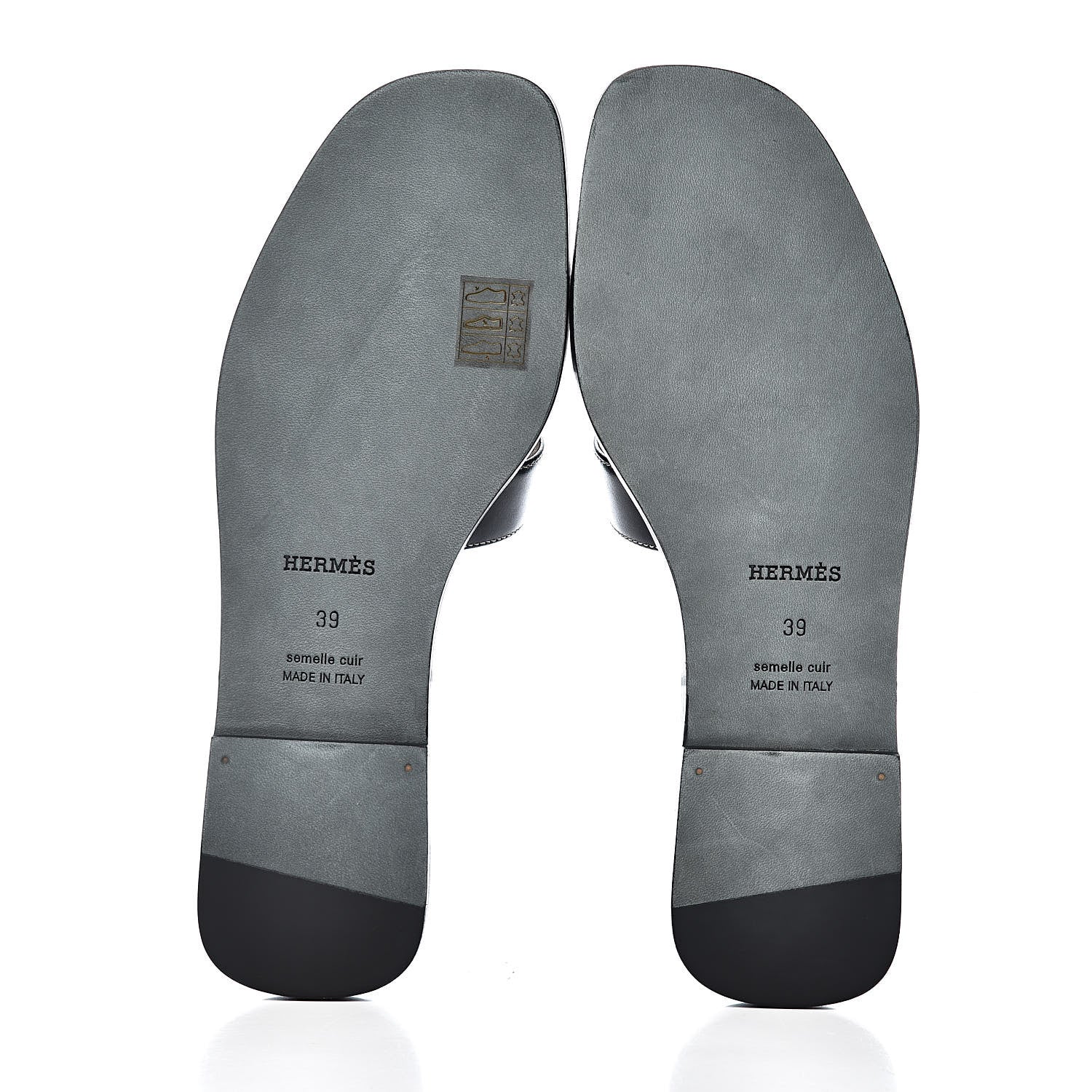 Hermes Box Calfskin Oran Sandals 39 Black 6 of 10