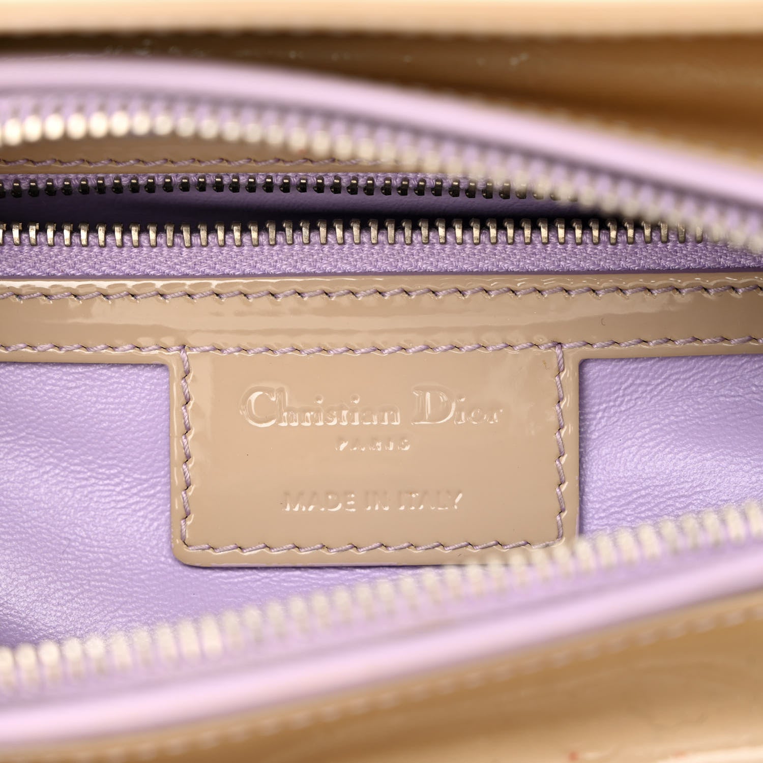 Christian Dior Lambskin Patent Stitched Cannage Medium Lady Dior Beige Purple 6 of 13