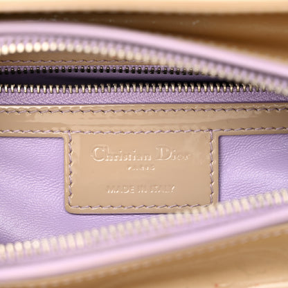 Christian Dior Lambskin Patent Stitched Cannage Medium Lady Dior Beige Purple 6 of 13