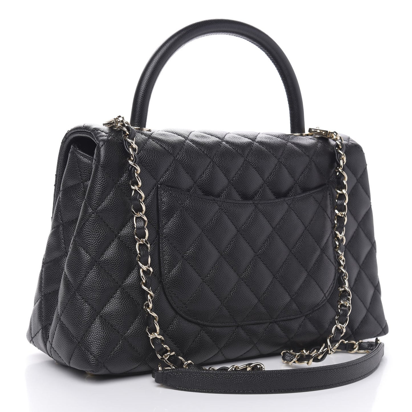 Caviar Quilted Small Coco Handle Flap Black
