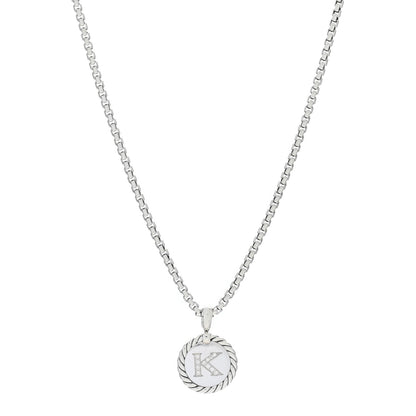 David Yurman Sterling Silver Diamond Initial K Charm Necklace 1 of 5