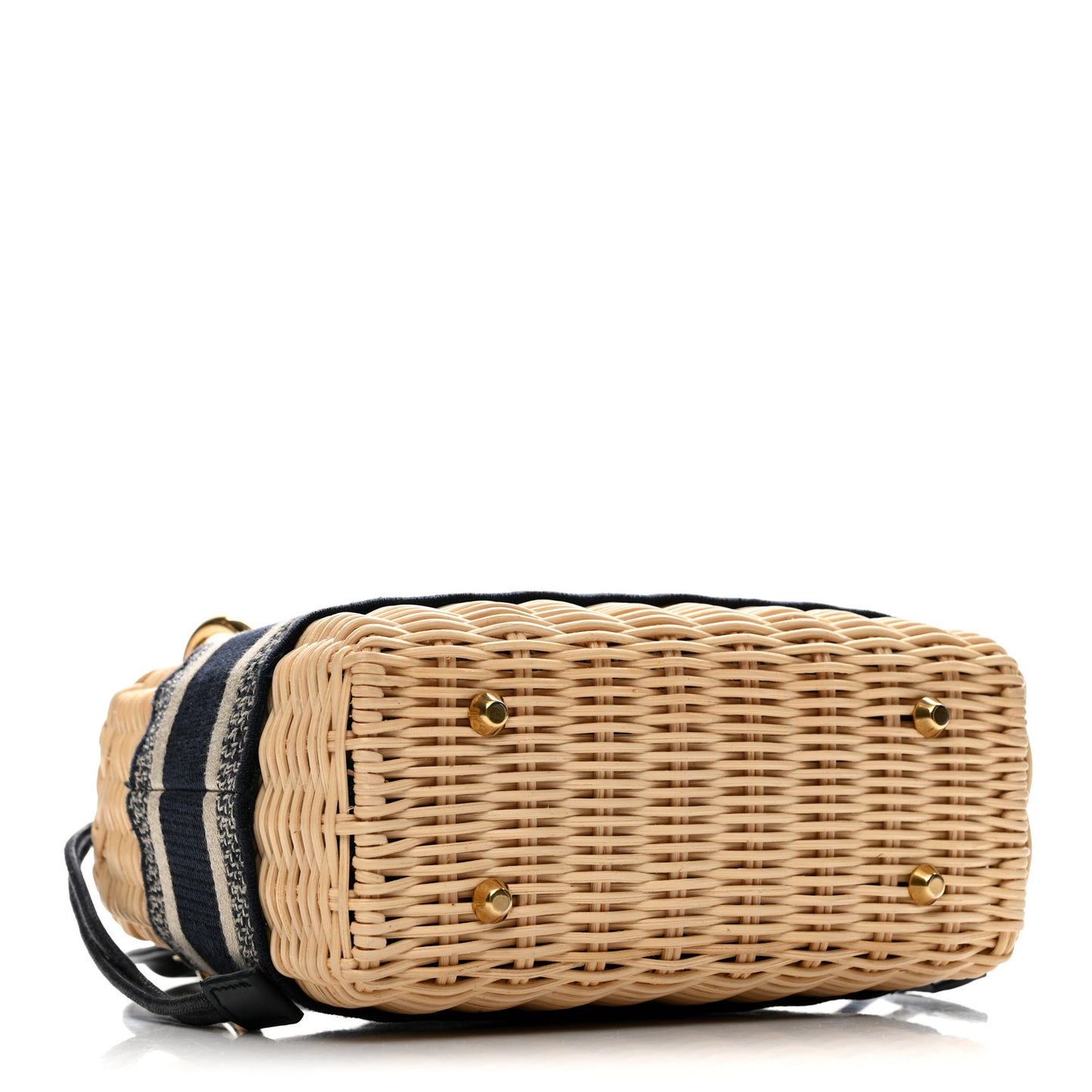 Wicker Oblique Mini Lady Dior Bag Blue