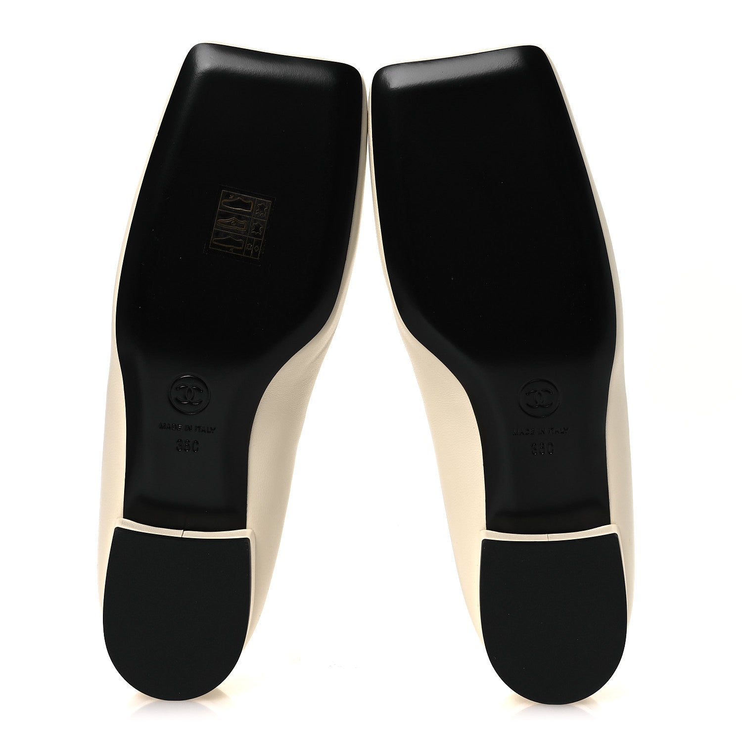 Chanel Lambskin Turnlock CC Ballet Flats 36 Ivory Black 7 of 11