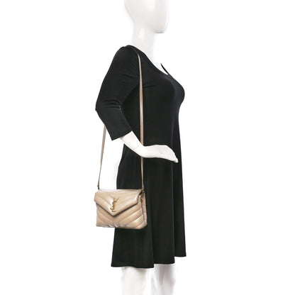 Saint Laurent Calfskin Y Quilted Monogram Toy Loulou Crossbody Bag Dark Beige 2 of 10
