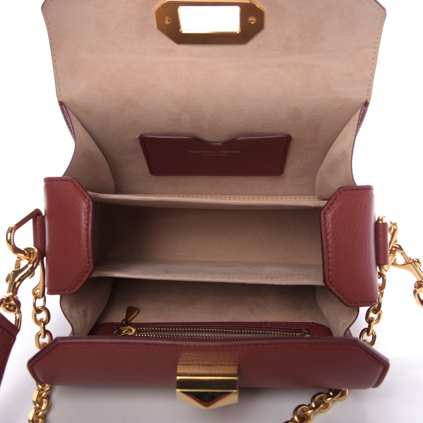 Silky Amish Grain Calfskin Box Shoulder Bag 19 Lacquered Red
